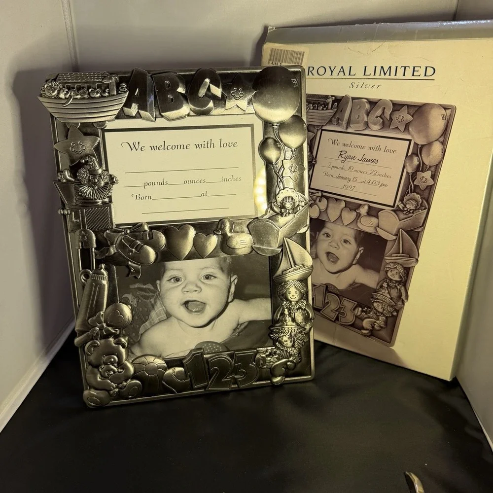 vintage royal limited silver Baby Announcement Picture Frame New